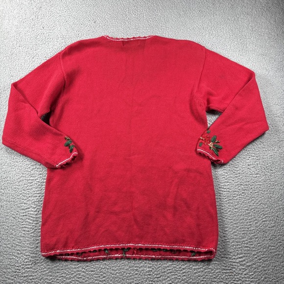 Work In Progress Christmas Sweater Womens XL Christmas Tree Beaded Embroidered - Picture 10 of 14